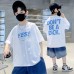 Kids Boys Short Sleeve T-Shirt Loose Half Sleeve Top for Middle and Big Kids 