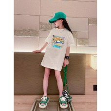Girls'  Long T-Shirt Mid to Large Size Plus Size Short Sleeve Basketball Sport Dress