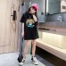 Girls'  Long T-Shirt Mid to Large Size Plus Size Short Sleeve Basketball Sport Dress