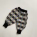 Double layered cotton linen checkered wide leg pants