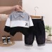 Flip collar long sleeved two-piece baby and children's spring clothing set