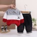 Flip collar long sleeved two-piece baby and children's spring clothing set
