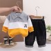 Flip collar long sleeved two-piece baby and children's spring clothing set