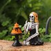 Festive Skull Girl Statue Decoration for Halloween Home Skeleton Scene Resin Craft