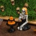 Festive Skull Girl Statue Decoration for Halloween Home Skeleton Scene Resin Craft
