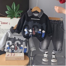 Spring and Autumn Baby Casual Collar Long Sleeve Two Piece Set