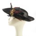 Punk Stage Performance Caribbean Pirate Costume Halloween Faux Leather Pirate Hat with Gear and Feather Triangular Hat