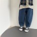 Children's soft denim patchwork pants