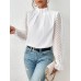 Autumn Winter New Women's High Neck Spliced Wave Pattern Chiffon Long Sleeve Top