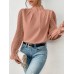 Autumn Winter New Women's High Neck Spliced Wave Pattern Chiffon Long Sleeve Top