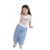 Children's Printed Lightweight White Short Sleeve Tops for Girls