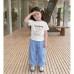 Children's Printed Lightweight White Short Sleeve Tops for Girls