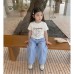 Children's Printed Lightweight White Short Sleeve Tops for Girls