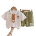 Flip collar short sleeved thin baby two-piece set