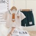 Flip collar short sleeved thin baby two-piece set