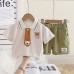 Flip collar short sleeved thin baby two-piece set
