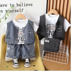 Cowboy short sleeved three piece children's summer outfit