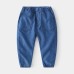 Casual Style Denim Pants for Kids Boys Softened Mid-Waist Elastic Waist Long Pants
