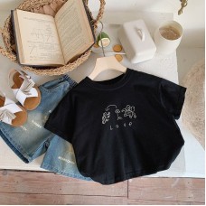 Children's Dinosaur Print Boy's Round Neck Loose White T-Shirt