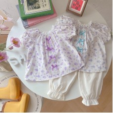 Baby bow short sleeved two-piece set