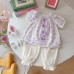 Baby bow short sleeved two-piece set