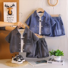 Cowboy short sleeved three piece baby children's clothing set