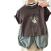 Fun Cartoon Children's Letter Duck Print Short Sleeve