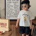 Fun Cartoon Children's Letter Duck Print Short Sleeve