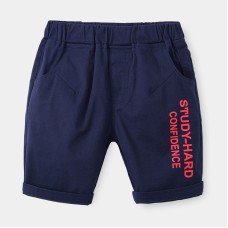 Five-Panel  Letter Print Casual Mid-Length Pants for Kids
