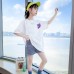 Girls' Short Sleeve T-Shirt for Medium to Large Kids Loose 