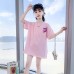 Girls' Short Sleeve T-Shirt for Medium to Large Kids Loose 