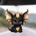 New Acrylic Flat Black Dragon Car Hanging Ornament for Backpack and Rearview Mirror Decoration
