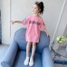Cute Girls' Short Sleeve T-Shirt Top for Kids Mid-Length Casual Style