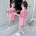 Cute Girls' Short Sleeve T-Shirt Top for Kids Mid-Length Casual Style