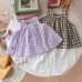 Baby girl summer outfit checkered shoulder strap two-piece set
