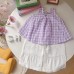 Baby girl summer outfit checkered shoulder strap two-piece set