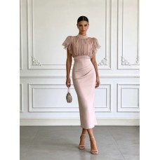 Mesh lace up waist bag hip dress