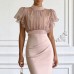 Mesh lace up waist bag hip dress Mesh lace up waist bag hip dress