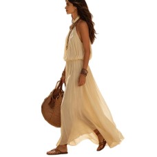 Hanging neck and waist cinching dress Hanging neck and waist cinching dress