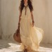 Hanging neck and waist cinching dress