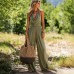 Hanging neck sleeveless top loose pants two-piece set