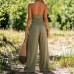 Hanging neck sleeveless top loose pants two-piece set