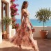 One shoulder waist cinched beach long dress