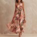 One shoulder waist cinched beach long dress