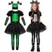 Halloween Kids Cosplay Costume Glow-in-the-Dark Skeleton Outfit Devil Death God Costume for Girls