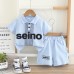 Flip collar letter casual summer clothes two-piece set