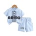 Flip collar letter casual summer clothes two-piece set