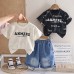 Children's summer necklace short sleeved casual two-piece set for baby boys