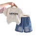 Children's summer necklace short sleeved casual two-piece set for baby boys