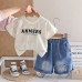 Children's summer necklace short sleeved casual two-piece set for baby boys